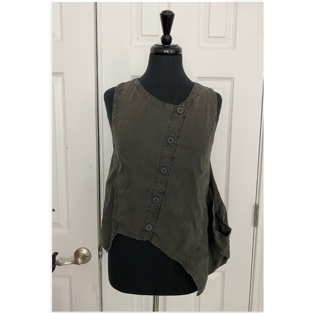 Lurdes Bergada Vest S Brown Asymmetrical Avant Garde Lagenlook Boho